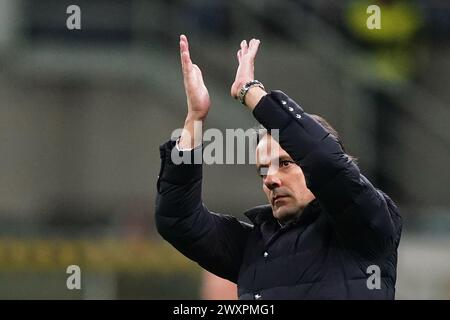 Milano, Italia. 1 aprile 2024. Inter's Simone Inzaghi durante la partita di calcio di serie A tra Inter ed Empoli allo Stadio San Siro di Milano, Italia settentrionale - 1 aprile 2024. Sport - calcio . (Foto di Spada/LaPresse) credito: LaPresse/Alamy Live News Foto Stock