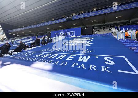 Birmingham, Regno Unito. 1 aprile 2024. St Andrew's Stadium il St Andrew's Stadium Stage è stato impostato per il concerto UB40 dopo la partita EFL Sky Bet Championship tra Birmingham City e Preston North End al St Andrew's Stadium di Birmingham, Inghilterra, il 1° aprile 2024. (Andy Shaw/SPP) (Andy Shaw/SPP) credito: SPP Sport Press Photo. /Alamy Live News Foto Stock