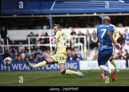 Birmingham, Regno Unito. 1 aprile 2024. St Andrew's Stadium St Andrew's Stadium, centrocampista del Birmingham City Juninho Bacuna (7) durante la partita EFL Sky Bet Championship tra Birmingham City e Preston North End al St Andrew's Stadium di Birmingham, Inghilterra il 1° aprile 2024. (Andy Shaw/SPP) (Andy Shaw/SPP) credito: SPP Sport Press Photo. /Alamy Live News Foto Stock