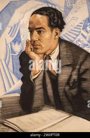 Dipinto di Langston Hughes realizzato da Winold Reiss dello Smithsonian a Washington DC Foto Stock
