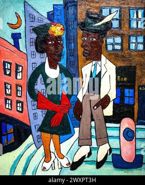 Dipinto di William H. Johnson intitolato Street Life, Harlem fatto nel 1939-40 Foto Stock