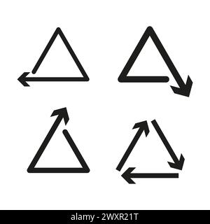 Riciclare le icone del triangolo. Frecce ciclo ambientale. Simboli vettoriali di conservazione. Illustrazione vettoriale. EPS 10. Illustrazione Vettoriale