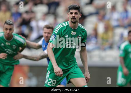 Cracovia, Polonia. 1 aprile 2024. Raphael Rossi Branco di Radomiak Radom visto in azione durante la partita di calcio polacca PKO Ekstraklasa League 2023/2024 tra Puszcza Niepolomice e Radomiak Radom allo stadio Cracovia. Punteggio finale; Puszcza Niepolomice 1:1 Radomiak Radom. Credito: SOPA Images Limited/Alamy Live News Foto Stock