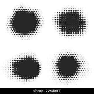 Mezzitoni forme tratteggiate su sfondo bianco. Vernice vettoriale con effetto rumoroso. Forme circolari astratte. Illustrazione vettoriale Illustrazione Vettoriale