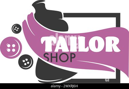 Logo Pink Ribbon Tailor Shop Illustrazione Vettoriale