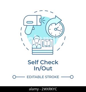 Icona Concept blu con check-in o check-out automatico Illustrazione Vettoriale
