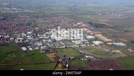 Vista aerea della zona di Clifton Moor di York, Regno Unito Foto Stock