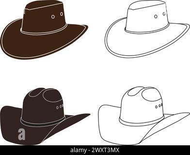 Design con logo vettoriale icona del cappello da cowboy Illustrazione Vettoriale