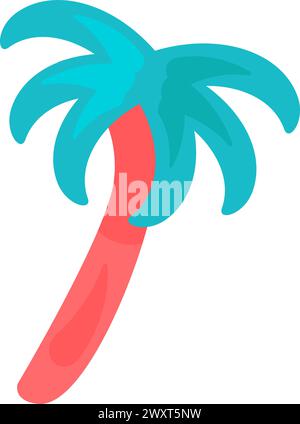 Spalmare palme da cocco con una corona larga. Palma esotica tropicale. Icona delle vacanze estive. Semplice vettore di cartoni animati piatto isolato su sfondo bianco Illustrazione Vettoriale