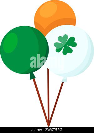 Ghirlande di palle colorate e festose. Palloncini in gel, elemento decorativo per feste, elemento festa Happy Patrick. Semplice vettore cartoon isolato su bac bianco Illustrazione Vettoriale
