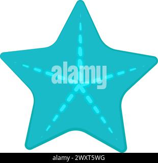 Cinque stelle marine appuntite. Animale marino a forma di stella che vive in acque profonde. Icona delle vacanze estive. Semplice vettore di cartoni animati piatto isolato su sfondo bianco Illustrazione Vettoriale