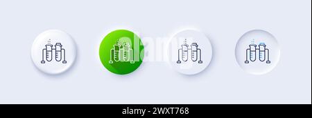 Icona linea becher chimica. Cartello per matracci da laboratorio. Analisi. Icone di linea. Vettore Illustrazione Vettoriale