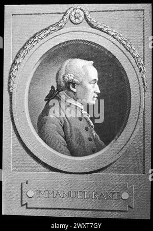 Ritratto del filosofo tedesco Immanuel Kant, incisione di JF Bause, XIX secolo Foto Stock