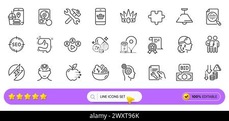 Icone delle linee del grafico energia elettrica, deflazione e analisi per app Web. Icona pittogramma. Icone di linea. Vettore Illustrazione Vettoriale