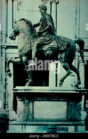 Imperatore romano Marco Aurelio, statua equestre, Roma, Italia 200 d.C. Foto Stock