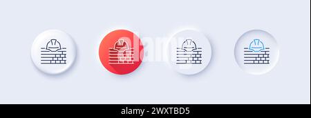 Icona linea di costruzione. Cartello di sicurezza per casco. Icone di linea. Vettore Illustrazione Vettoriale