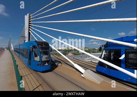 Ponte del tram, Cracovia, Polonia Foto Stock