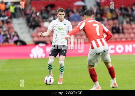 Gijón, Asturie, Spagna settentrionale- LaLiga HYPERMOTION, 2a divisione, giorno 33, Real Sporting de Gijón - RC Santander, sul campo di Molinón Foto Stock