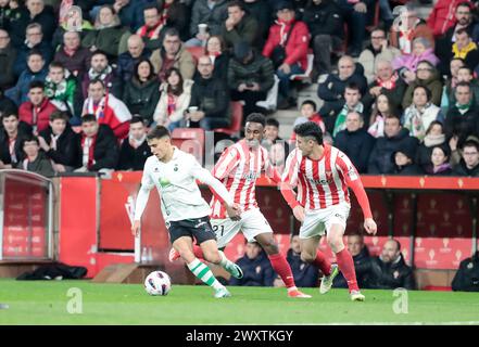 Gijón, Asturie, Spagna settentrionale- LaLiga HYPERMOTION, 2a divisione, giorno 33, Real Sporting de Gijón - RC Santander, sul campo di Molinón Foto Stock