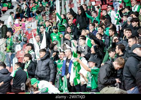 Gijón, Asturie, Spagna settentrionale- LaLiga HYPERMOTION, 2a divisione, giorno 33, Real Sporting de Gijón - RC Santander, sul campo di Molinón Foto Stock