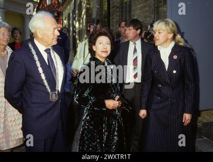 PRINCIPESSA MARGRET visita la Svezia e la mostra incontra la Gran Bretagna a Norrkšping e partecipa a un tour guidato della vecchia industria tessile svedese Foto Stock