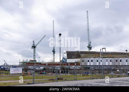 Rigenerazione del quartiere Temple Quay nel centro di Bristol, Inghilterra, Regno Unito Foto Stock