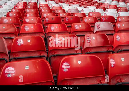 Nottingham, Regno Unito. 2 aprile 2024. Nottingham, Inghilterra, Arpil 2nd 2024: Vista generale all'interno dello stadio prima della partita di calcio di Premier League tra Nottingham Forest e Fulham al City Ground di Nottingham, Inghilterra. (Daniela Porcelli/SPP) credito: SPP Sport Press Photo. /Alamy Live News Foto Stock