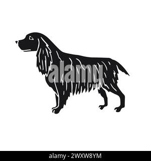 Disegno vettoriale disegnato a mano di spaniel dog isolato su sfondo bianco Illustrazione Vettoriale