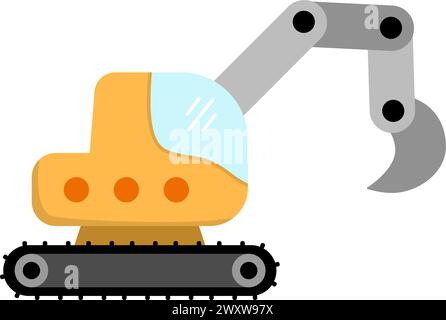 Escavatore cingolato vettoriale. Icona piatta cantiere e lavori stradali. Clipart dei trasporti edili. Simpatici illustrati speciali per il trasporto o la riparazione Illustrazione Vettoriale