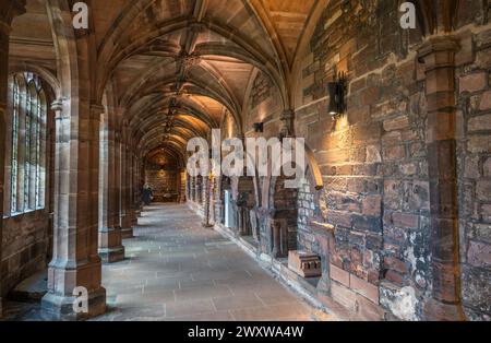 Chiostri nella Cattedrale di Chester, Chester, Cheshire, Inghilterra, Regno Unito Foto Stock