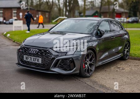 Audi A3 RS3 TFSI quattro Launch Edition, in mostra al Motorsport assembly tenutosi presso il Bicester Heritage Centre il 31 marzo 2024. Foto Stock