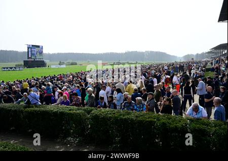 bei der großen Saisoneröffnung - Pferderennen auf der Rennbahn Hoppegarten. Berlino, 31.03.2024 Foto Stock