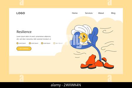 Banner Web o landing page sulla resilienza emotiva. Equilibrio emozionale e capacità di regolazione. Sviluppo EQ. Comprensione delle emozioni. autoregolamentazione e consapevolezza. Illustrazione vettoriale piatta Illustrazione Vettoriale