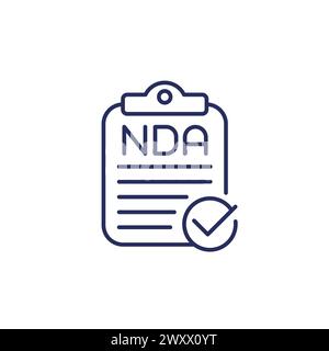 Icona riga documento accordo NDA Illustrazione Vettoriale