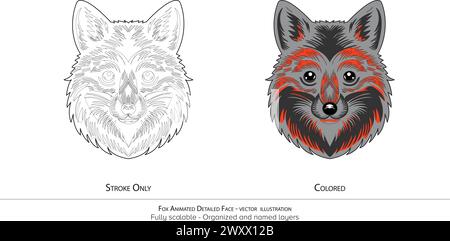 Fox Animated Face - illustrazione vettoriale Illustrazione Vettoriale