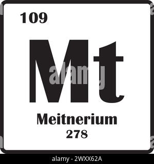 Icona Meitnerium elemento, disegno simbolo illustrazione vettoriale Illustrazione Vettoriale