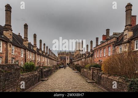 Vicars' Close, Wells, Somerset, Inghilterra, Regno Unito: Considerata la più antica strada puramente residenziale con edifici originali sopravvissuti intatti in Europa Foto Stock