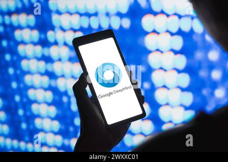 Brasile. 2 aprile 2024. In questa immagine, il logo Google DeepMind viene visualizzato sullo schermo di uno smartphone. (Foto di Rafael Henrique/SOPA Images/Sipa USA) *** esclusivamente per notizie editoriali **** credito: SIPA USA/Alamy Live News Foto Stock