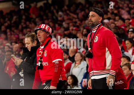 Lisbona, Portogallo. 2 aprile 2024. Lisbona, Portogallo, 02 aprile 2024: Tifosi del Benfica durante la partita TACA de Portugal tra lo SL Benfica e lo Sporting CP allo stadio da Luz di Lisbona, Portogallo. (Pedro Porru/SPP) credito: SPP Sport Press Photo. /Alamy Live News Foto Stock