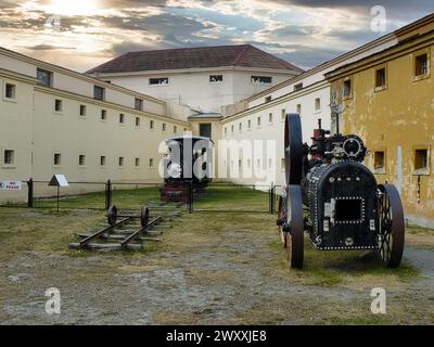Vecchie locomotive della ferrovia dei prigionieri della prigione di Ushuaia Foto Stock