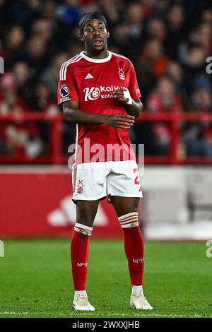 Anthony Elanga del Nottingham Forest durante la partita di Premier League Nottingham Forest vs Fulham al City Ground, Nottingham, Regno Unito, 2 aprile 2024 (foto di Craig Thomas/News Images) in, il 4/2/2024. (Foto di Craig Thomas/News Images/Sipa USA) credito: SIPA USA/Alamy Live News Foto Stock