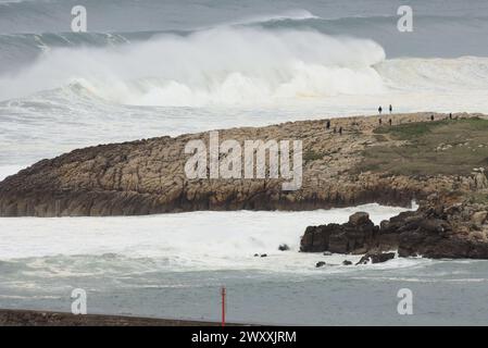 Marejada en el mar Cantábrico. Suances Foto Stock