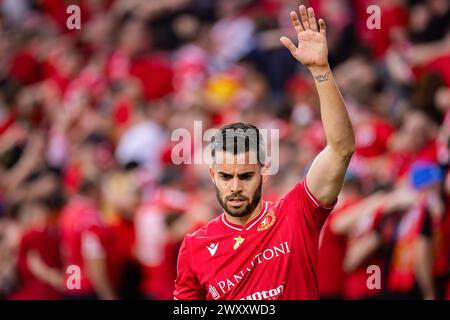 Lodz, Polonia. 1 aprile 2024. Fabio Nunes di Widzew gesti durante la partita polacca di PKO Ekstraklasa League tra Widzew Lodz e Korona Kielce allo stadio municipale di Widzew Lodz. Punteggio finale; Widzew Lodz vs Korona Kielce 3:1. (Foto di Mikolaj Barbanell/SOPA Images/Sipa USA) credito: SIPA USA/Alamy Live News Foto Stock