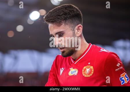 Lodz, Polonia. 1 aprile 2024. Fran Alvarez di Widzew visto durante la partita polacca di PKO Ekstraklasa League tra Widzew Lodz e Korona Kielce allo stadio municipale di Widzew Lodz. Punteggio finale; Widzew Lodz vs Korona Kielce 3:1. (Foto di Mikolaj Barbanell/SOPA Images/Sipa USA) credito: SIPA USA/Alamy Live News Foto Stock