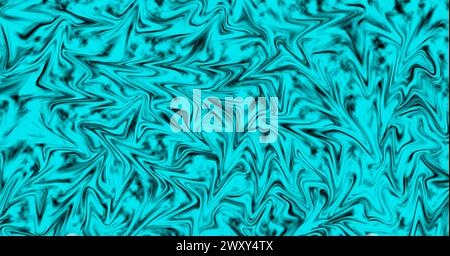 Illustrazione di un vivace motivo astratto blu turchese e nero Foto Stock