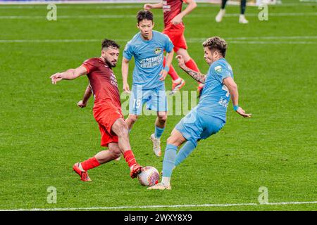 Lo Shanghai Port Football Club ha sconfitto l'Henan Jiuzu Dukang Football Club con 3-1 nel terzo turno della Chinese Super League (CSL) 2024 a Shanghai, Foto Stock
