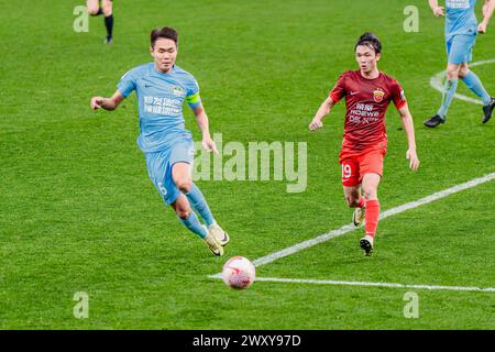 Lo Shanghai Port Football Club ha sconfitto l'Henan Jiuzu Dukang Football Club con 3-1 nel terzo turno della Chinese Super League (CSL) 2024 a Shanghai, Foto Stock
