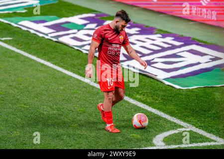 Lo Shanghai Port Football Club ha sconfitto l'Henan Jiuzu Dukang Football Club con 3-1 nel terzo turno della Chinese Super League (CSL) 2024 a Shanghai, Foto Stock