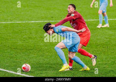 Lo Shanghai Port Football Club ha sconfitto l'Henan Jiuzu Dukang Football Club con 3-1 nel terzo turno della Chinese Super League (CSL) 2024 a Shanghai, Foto Stock
