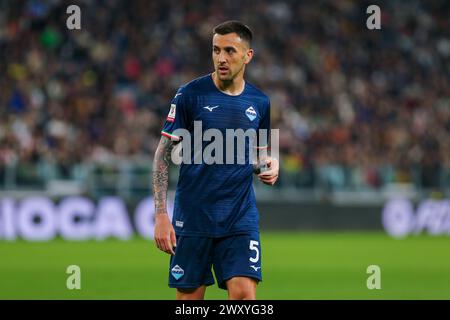 Matías Vecino del SS Lazio durante la partita di Coppa Italia tra Juventus FC e SS Lazio allo Stadio Allianz il 2 aprile 2024 a Torino. Foto Stock